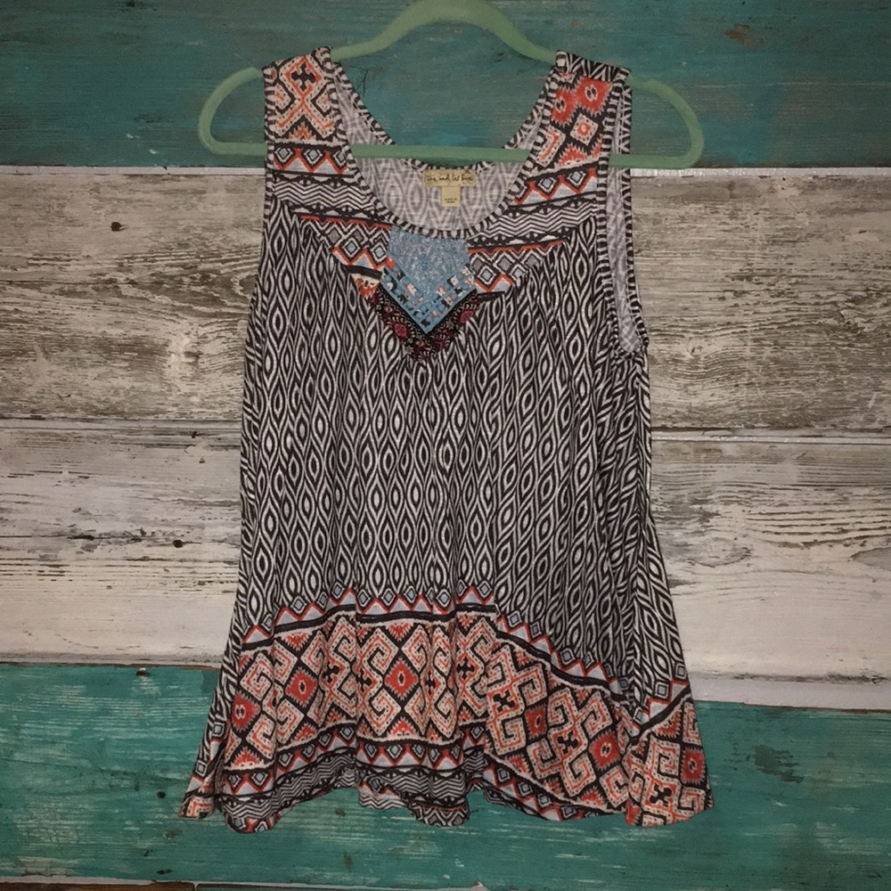 Xl Live and Let Live Boho tank